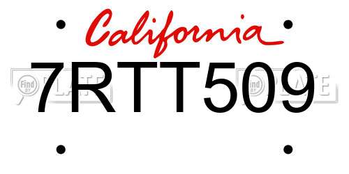 7RTT509 California License Plate