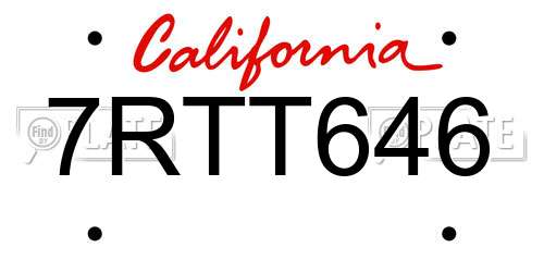 7RTT646 California License Plate