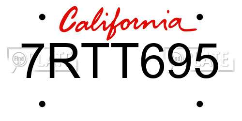 7RTT695 California License Plate
