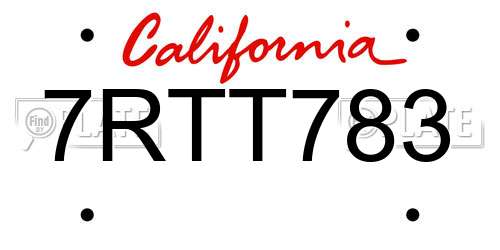 7RTT783 California License Plate