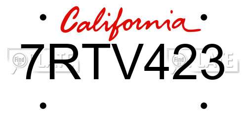 7RTV423 California License Plate