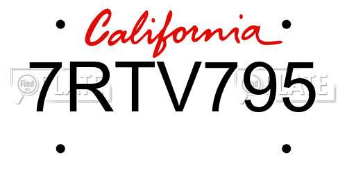 7RTV795 California License Plate