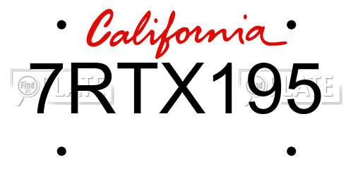 7RTX195 California License Plate