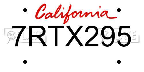 7RTX295 California License Plate