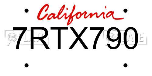 7RTX790 California License Plate