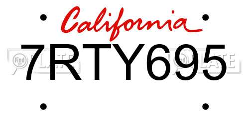 7RTY695 California License Plate