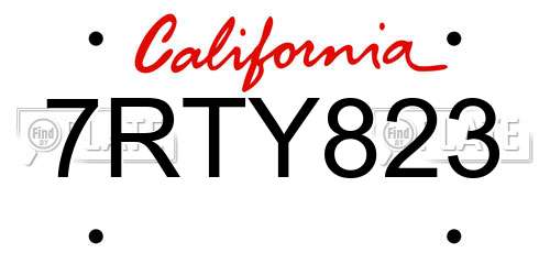 7RTY823 California License Plate