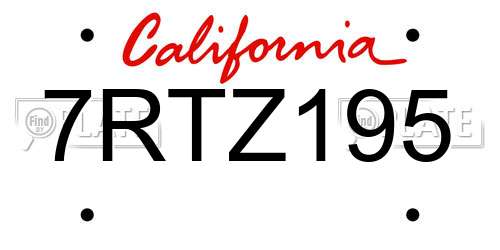 7RTZ195 California License Plate