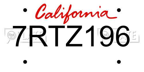 7RTZ196 California License Plate