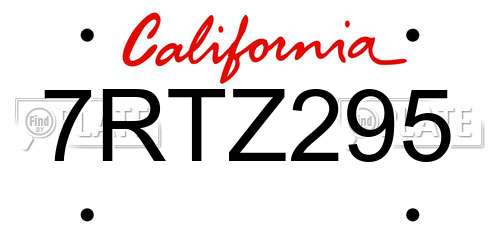 7RTZ295 California License Plate