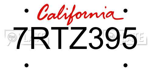7RTZ395 California License Plate