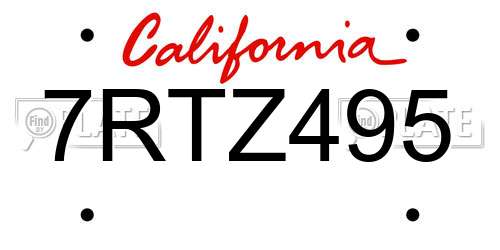 7RTZ495 California License Plate