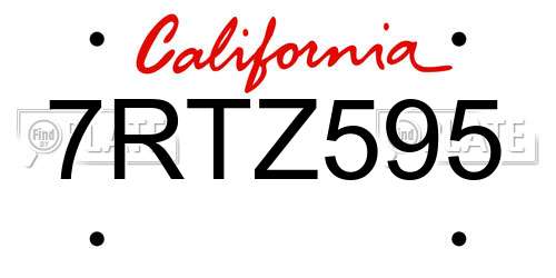 7RTZ595 California License Plate