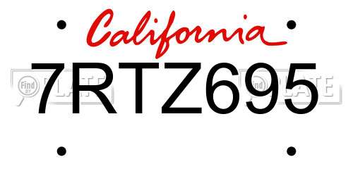 7RTZ695 California License Plate