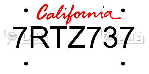 7RTZ737 California License Plate