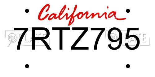 7RTZ795 California License Plate