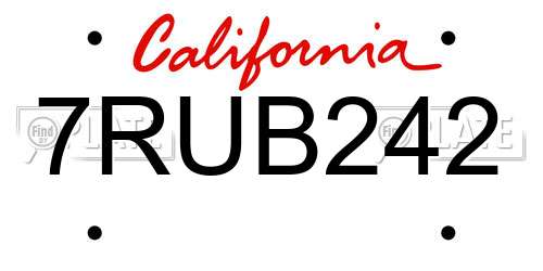 7RUB242 California License Plate