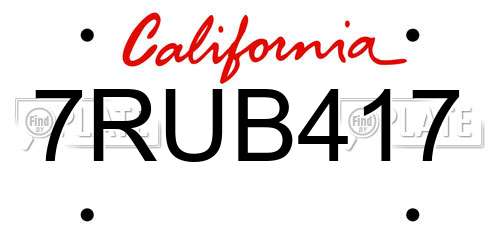 7RUB417 California License Plate