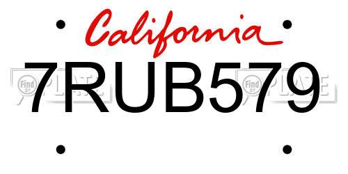 7RUB579 California License Plate