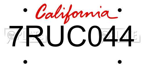7RUC044 California License Plate