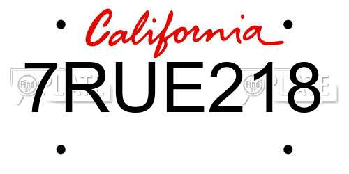 7RUE218 California License Plate