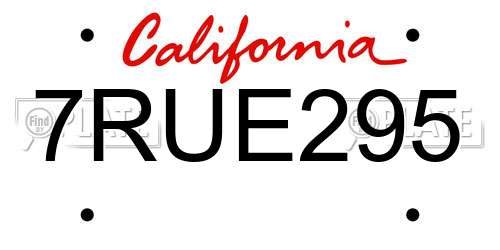 7RUE295 California License Plate