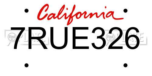 7RUE326 California License Plate
