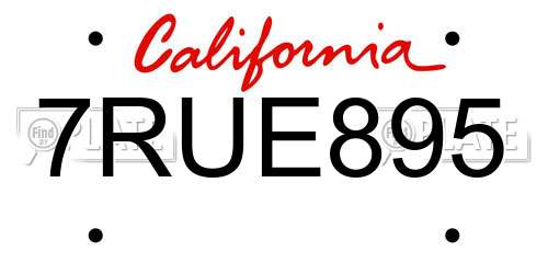 7RUE895 California License Plate