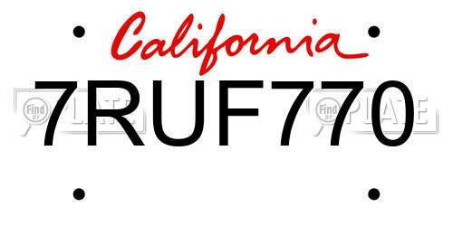 7RUF770 California License Plate
