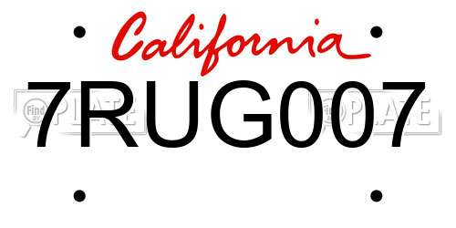 7RUG007 California License Plate