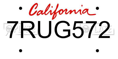 7RUG572 California License Plate