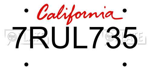 7RUL735 California License Plate