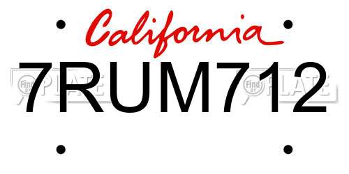 7RUM712 California License Plate