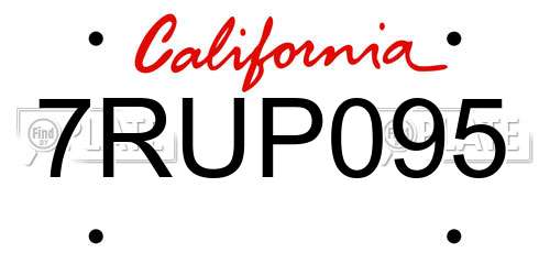 7RUP095 California License Plate