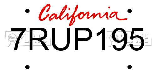 7RUP195 California License Plate