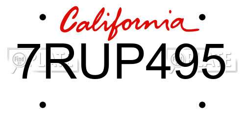 7RUP495 California License Plate