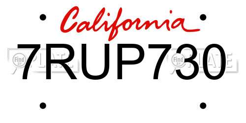 7RUP730 California License Plate