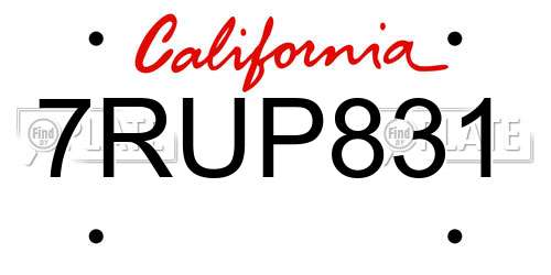 7RUP831 California License Plate
