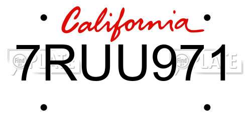 7RUU971 California License Plate