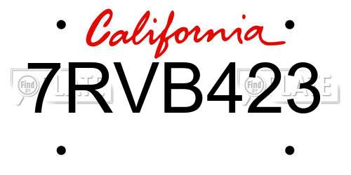 7RVB423 California License Plate