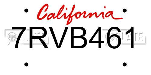 7RVB461 California License Plate