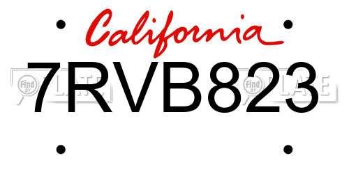 7RVB823 California License Plate