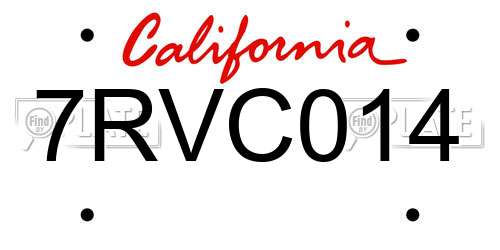 7RVC014 California License Plate