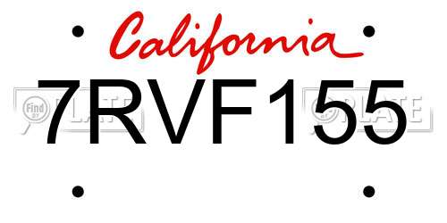 7RVF155 California License Plate