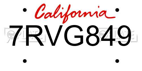 7RVG849 California License Plate