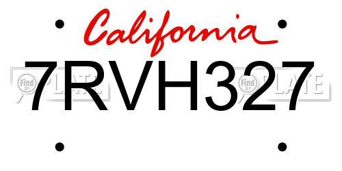 7RVH327 California License Plate