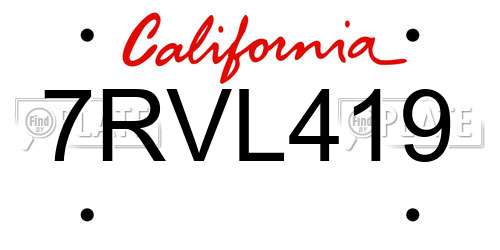 7RVL419 California License Plate