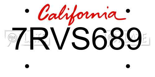 7RVS689 California License Plate