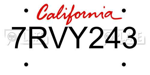 7RVY243 California License Plate