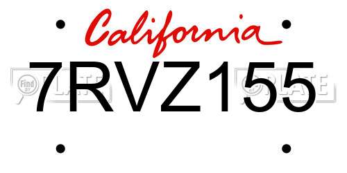 7RVZ155 California License Plate